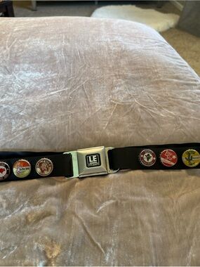 Little Earth Black Belt with Multi-Color Bottle Cap Accents